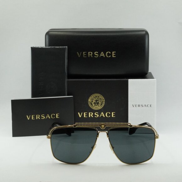 Versace VE2242 100287 Aviator Sunglasses – Gold/Grey - Picture 12 of 12